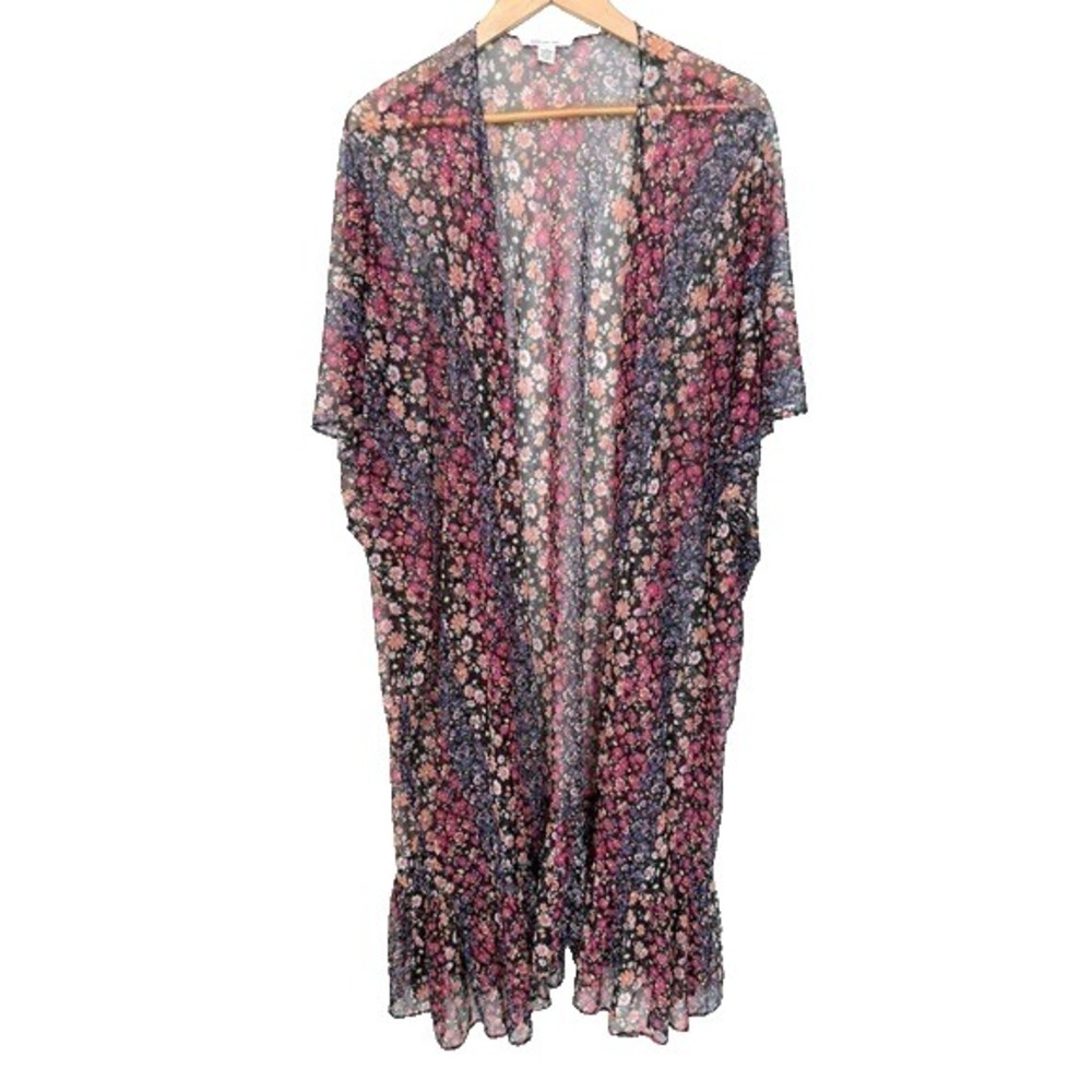 American Eagle Sheer Floral Swim Coverup One Size‎ Boho Ruffle Festival Feminine